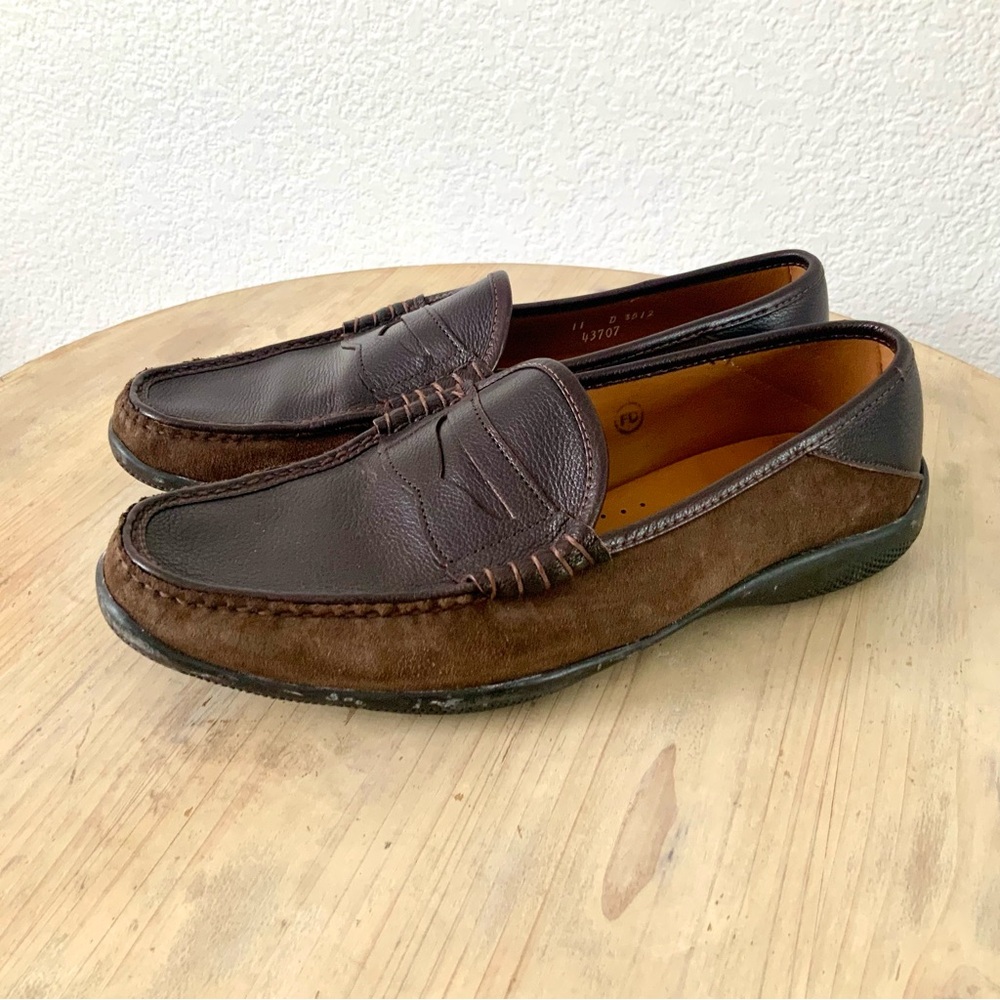 Allen Edmonds, Hyde, Brown Suede and Pebbled Leather Loafers, Sz 11